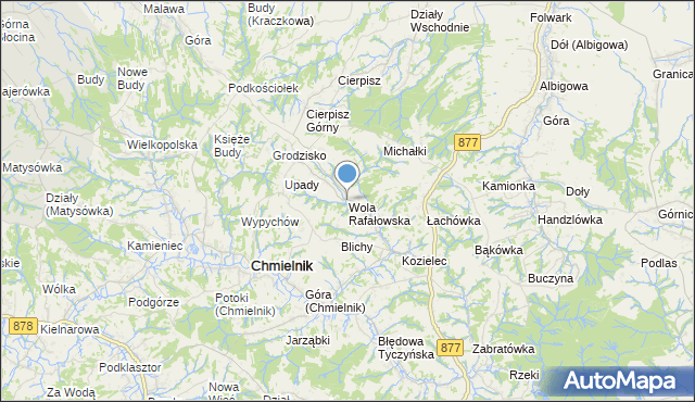 mapa Wola Rafałowska, Wola Rafałowska gmina Chmielnik na mapie Targeo